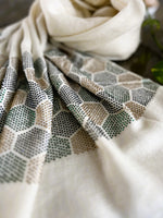 Fine Wool Blend Scarves Beige Multi-stars