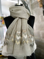 Fine Wool Blend Scarves Beige Sequin