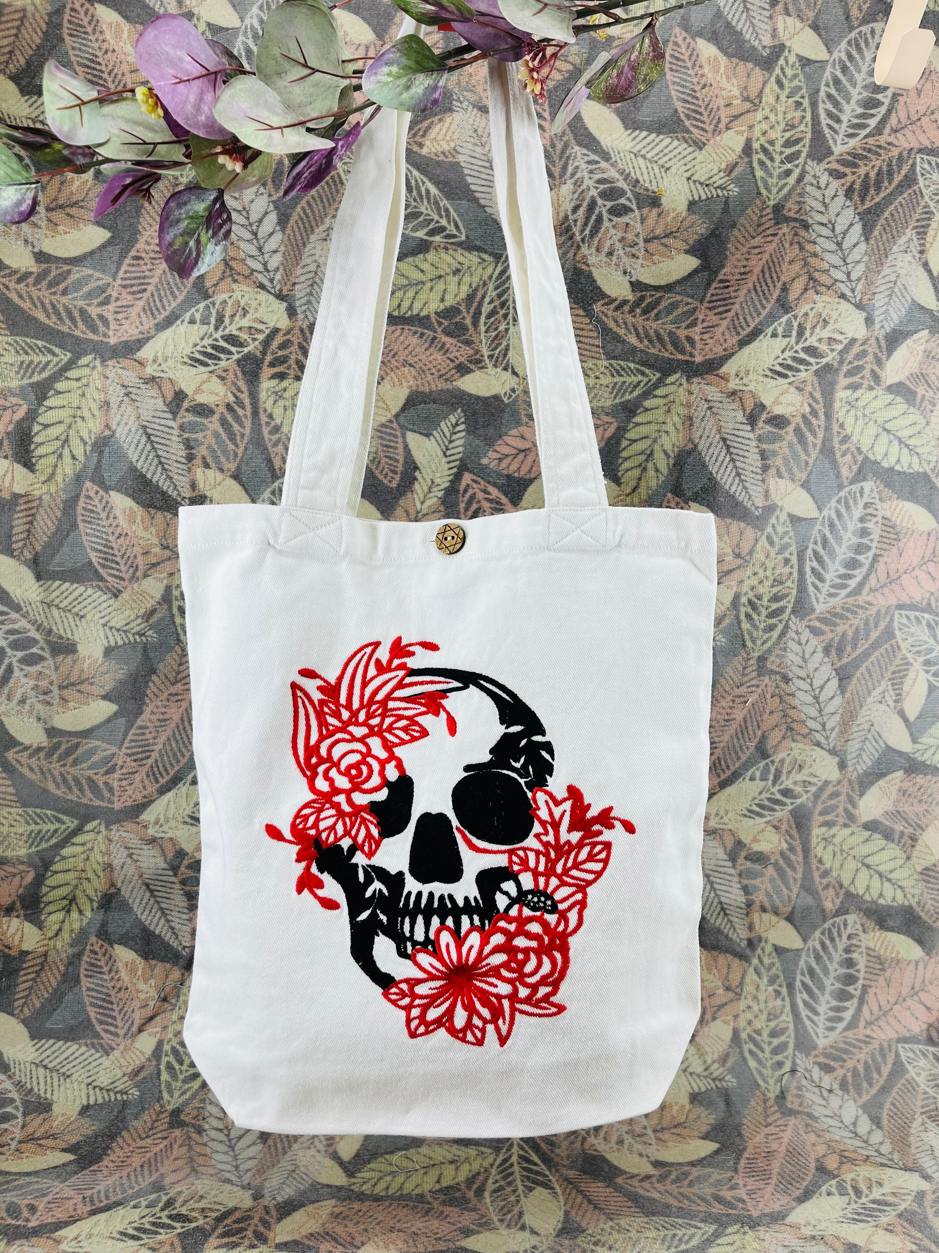 CUSTOM LISTING : WHITE DENIM SUGAR SKULL