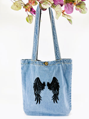 Angel Wings - Denim Tote Bag | Light Denim