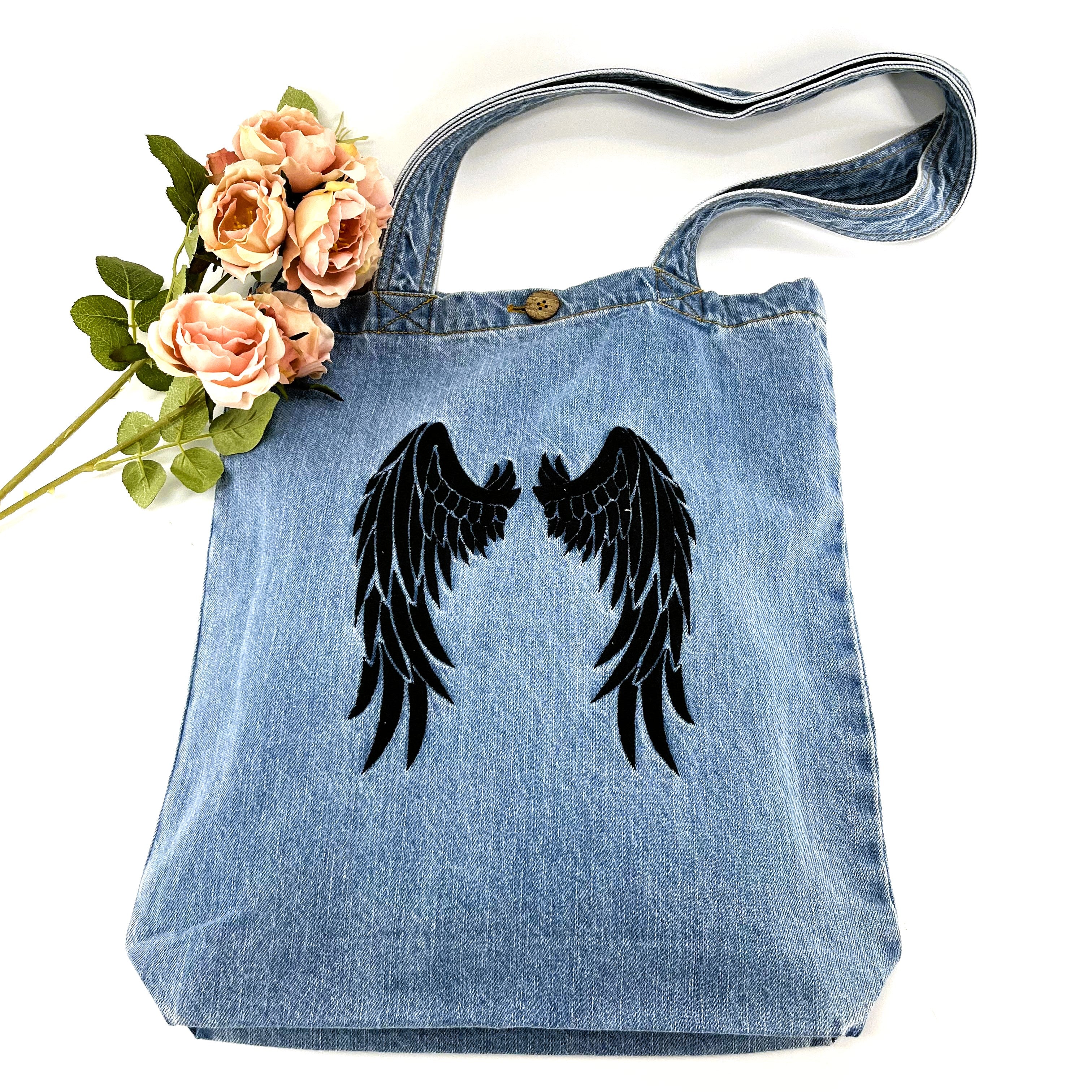 Angel Wings - Denim Tote Bag | Light Denim