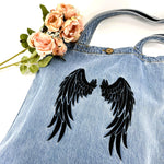 Angel Wings - Denim Tote Bag | Light Denim