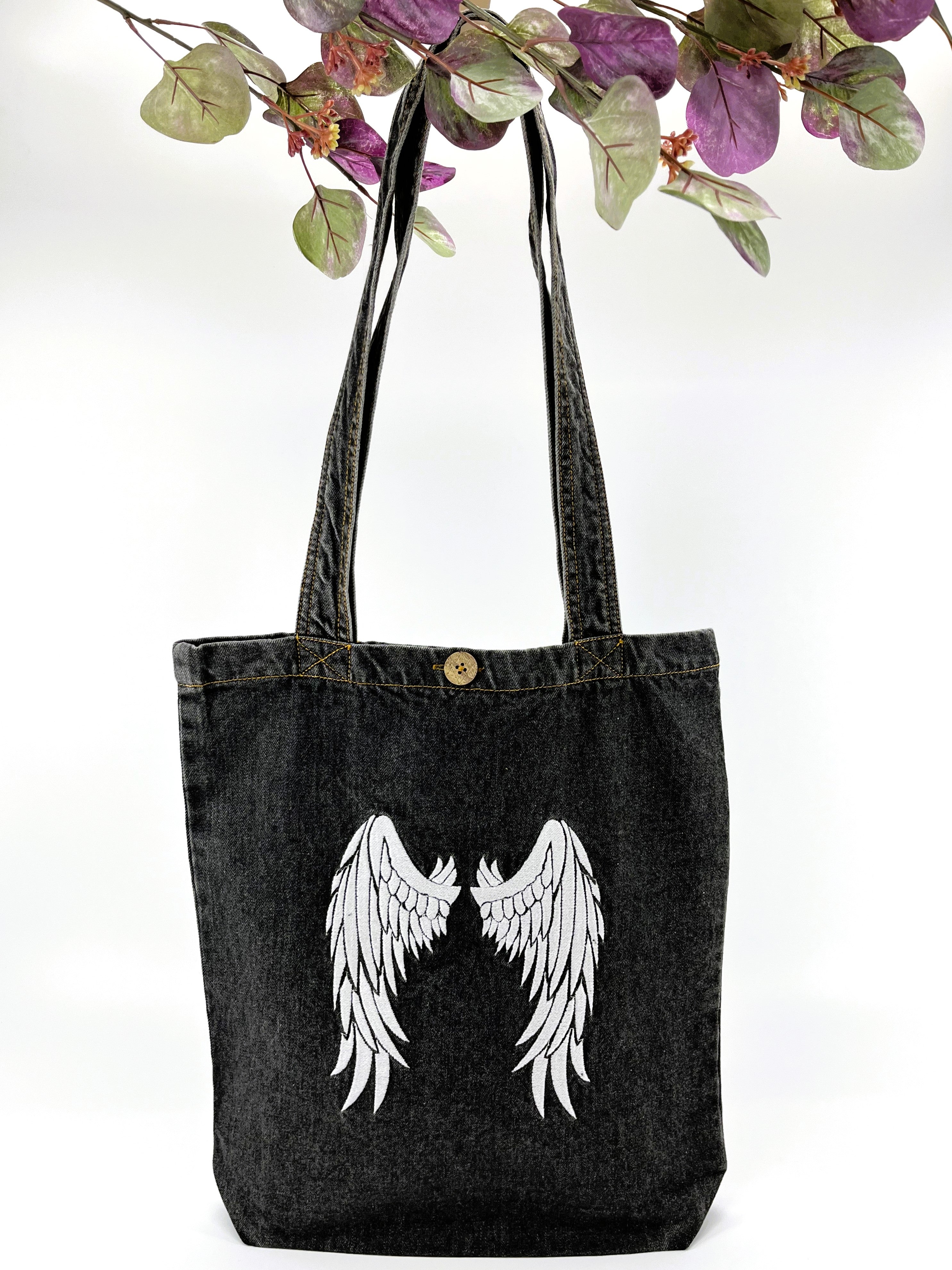 Angel Wings - Denim Tote Bag | Charcoal Denim