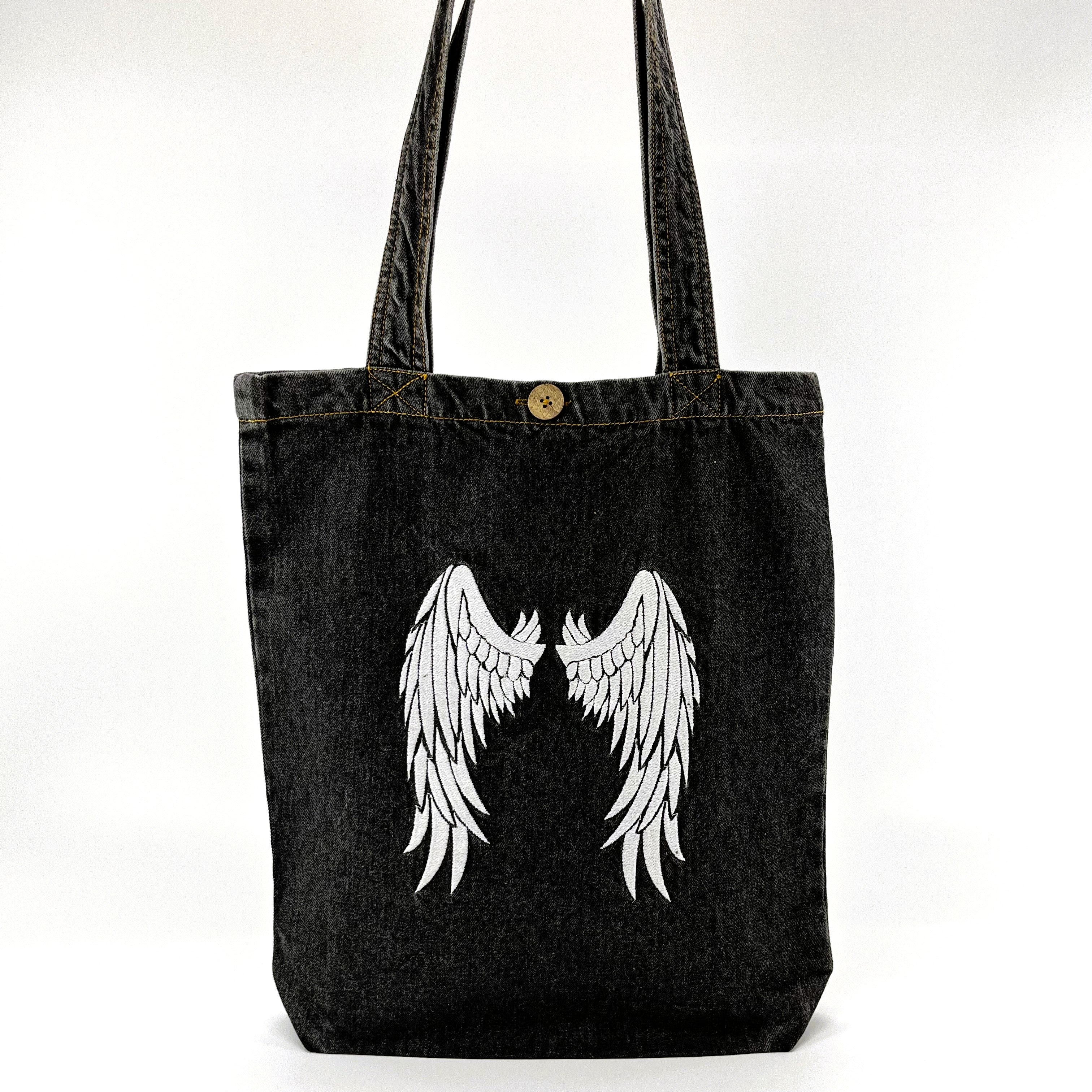 Angel Wings - Denim Tote Bag | Charcoal Denim