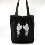 Angel Wings - Denim Tote Bag | Charcoal Denim