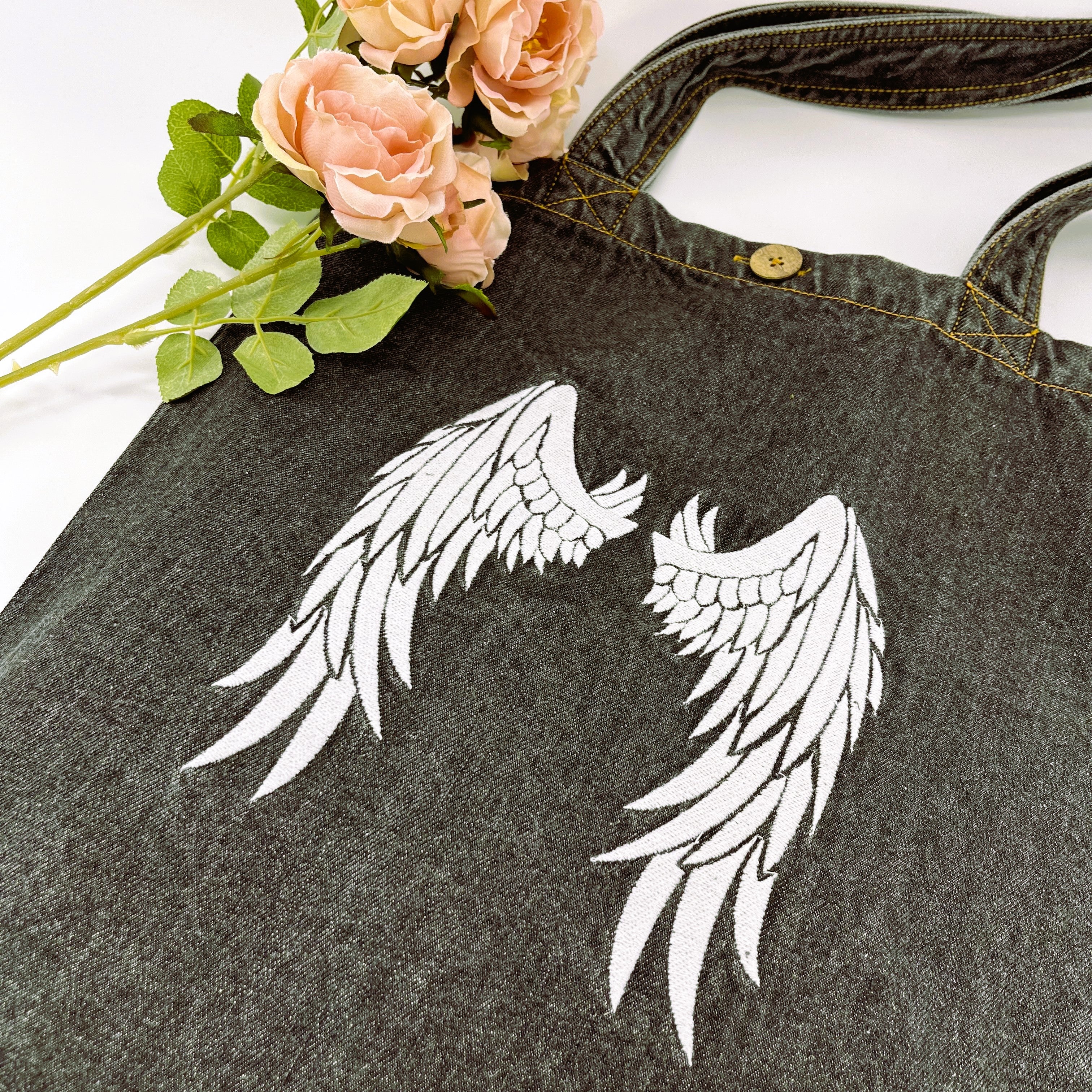 Angel Wings - Denim Tote Bag | Charcoal Denim