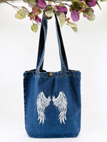 Angel Wings - Denim Tote Bag | Dark Blue Denim