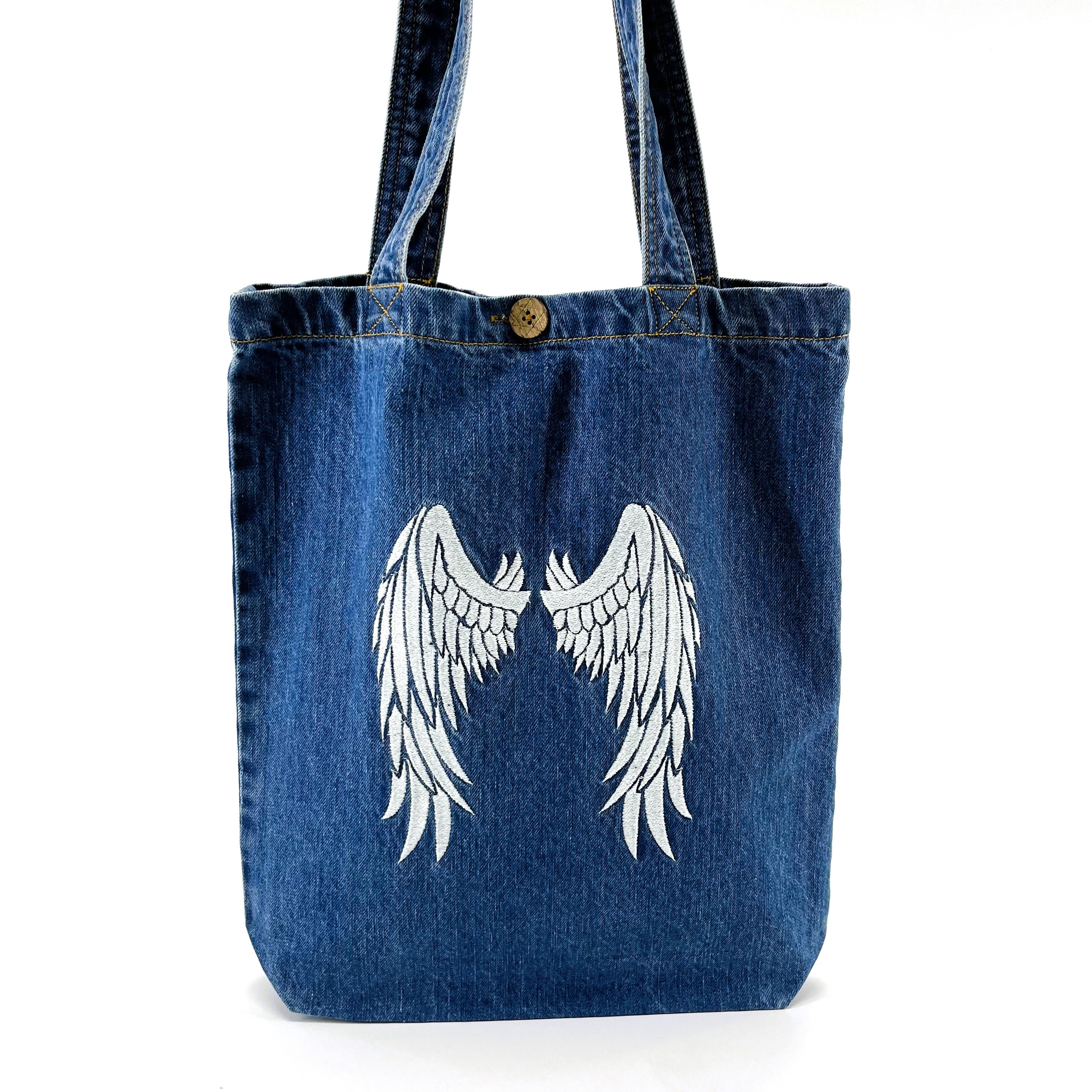 Angel Wings - Denim Tote Bag | Dark Blue Denim