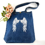 Angel Wings - Denim Tote Bag | Dark Blue Denim